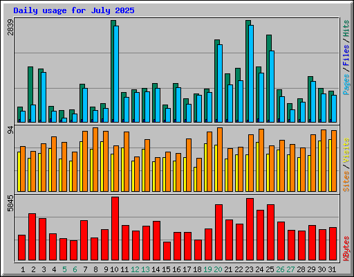 Daily usage for July 2025